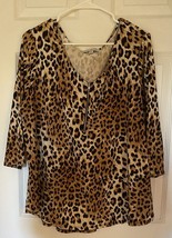 Green Envelope~3/4 Sleeve Top~Plus Size 1X~Animal Print~USA - $9.41