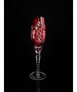 ajka marsala crystal ruby red champagne flute 9" Tall - $173.25