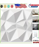Transform Your Space with 3D Diamond Panels - Matt White 12&quot;x12&quot; Set of 33 - $78.32 CAD