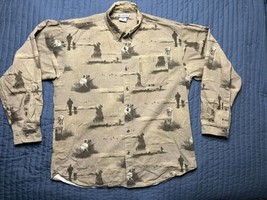 Columbia River Lodge Duck Hunting Print Long Sleeve Shirt Mens Size Larg... - $19.80