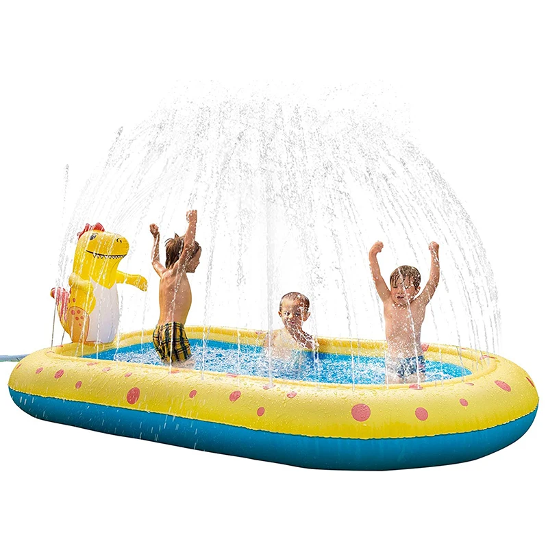 Children&#39;s Removable Swimming Pool Mat With Dragon Sprinkler Summer Above Ground - £48.36 GBP