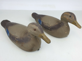 1940s Set of 2 Victor Mallard Duck Decoys Paper Label Mache Vintage Hunting - £55.38 GBP
