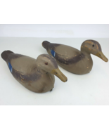 1940s Set of 2 Victor Mallard Duck Decoys Paper Label Mache Vintage Hunting - €60,17 EUR