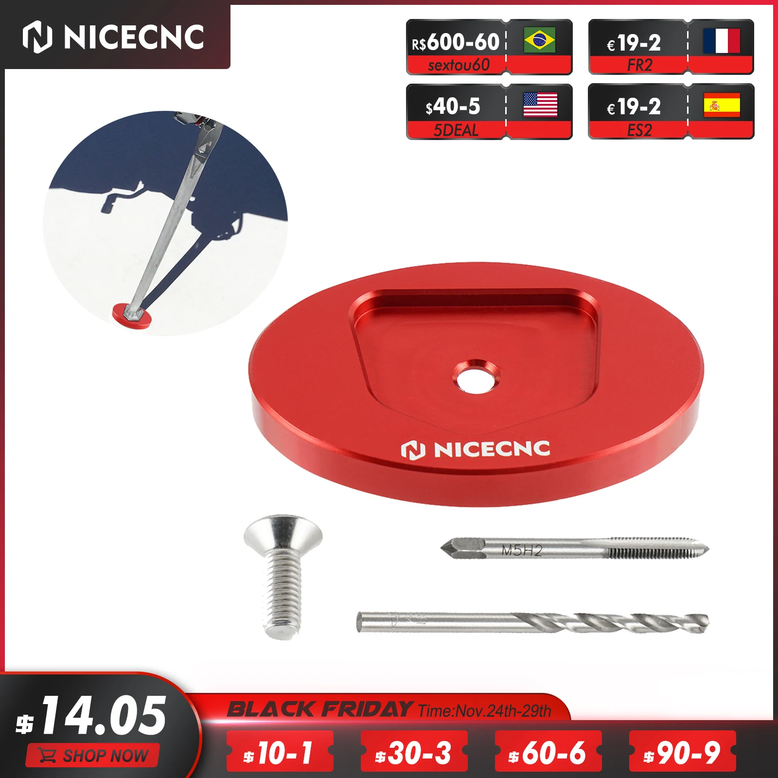 Nicecnc Oversized Side Kicsktand Foot Pad Kick Stand Extender Beta Rr Rs RR-S 1 - £492.58 GBP