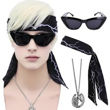 Short Blonde Mens Ken Cosplay Blond Boxer Costume Wigs with Necklace Ken Costume - £41.66 GBP