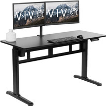 VIVO Black 55&quot;x 24&quot; Electric Sit Stand Desk, Height Adjustable Workstation - £214.99 GBP