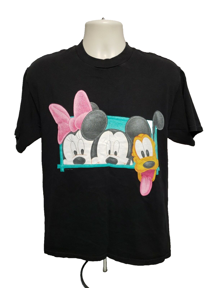 Disney Mickey Unlimited Minnie Mickey Mouse Pluto Adult Medium Black TShirt - £13.17 GBP
