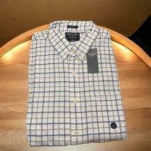 NWT Size L Men Abercrombie Fitch White Gray Plaid   Button Down Shirt Mu... - $53.76