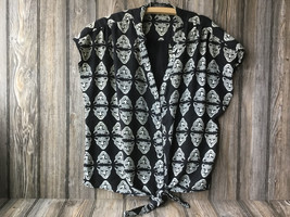 Forever 21 Black white Cheetah Jaguar Print Blouse Button Down Sz. 2X - £7.59 GBP