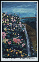 A walk by the Sea w flowers = Signed ART PRINT = Cathy Peterson  = SEASCAPE - £35.50 GBP
