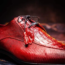 Men's Shoes caiman and lizard dress derby Merida Red image 10
