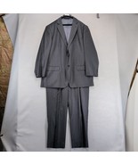 Geoffrey Beene 2pc Suit Jacket Pants Men&#39;s 46L Gray Pinstripe 41x30.5&quot; 1... - $77.24 CAD