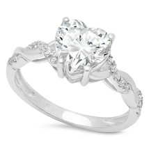 2.10CT Heart Simulated Diamond Bridal Halo Engagement Ring 14K White Gold Plated - £56.52 GBP