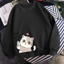 M-4XL Spring Autumn Harajuku O Neck Women Pullover Sweatshirt Kawaii   Cat Print - £55.64 GBP