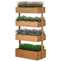 4 Tier Vertical Wooden Planter Box Raised Bed Natural - £176.89 GBP