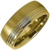 14K Yellow Gold Mens Wedding Band 7mm Satin Comfort Fit - £695.43 GBP