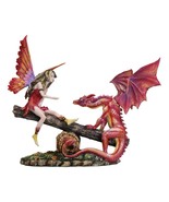 Amy Brown Playground Buddies Enchanted Fairy And Red Dragon On Seesaw St... - $115.11 CAD