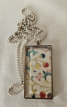 Multicolored Floral 1” X 2” Pendant Necklace  Silver 24” Ball Chain Hand... - £6.36 GBP
