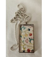 Multicolored Floral 1” X 2” Pendant Necklace  Silver 24” Ball Chain Hand... - £6.26 GBP