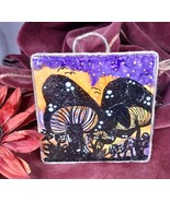 Halloween Themed Creepy Mushrooms Hand Painted Ceramic Tile Decor Unique... - €6,42 EUR