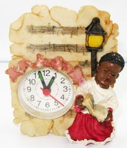 CHARMING CHRISTMAS DECOR FIGURAL QARTZ CLOCK TOWN CAROLER AFRICAN AMERICAN - $8.00