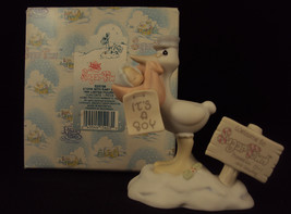 Precious Moments Figurine #529788, Stork With Baby Sam For Sugar Town, Trumpet - $48.95