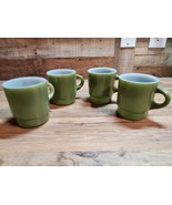 Vintage Anchor Hocking FIRE KING Avocado Green Stacking Coffee Cups - Se... - £22.65 GBP