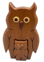 Richard Rothbard Wood Owl Puzzle Trinket Box Carved Wooden Boxology Cherry 5&quot;x3&quot; - £20.79 GBP
