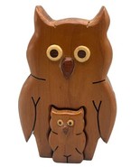 Richard Rothbard Wood Owl Puzzle Trinket Box Carved Wooden Boxology Cher... - £20.77 GBP