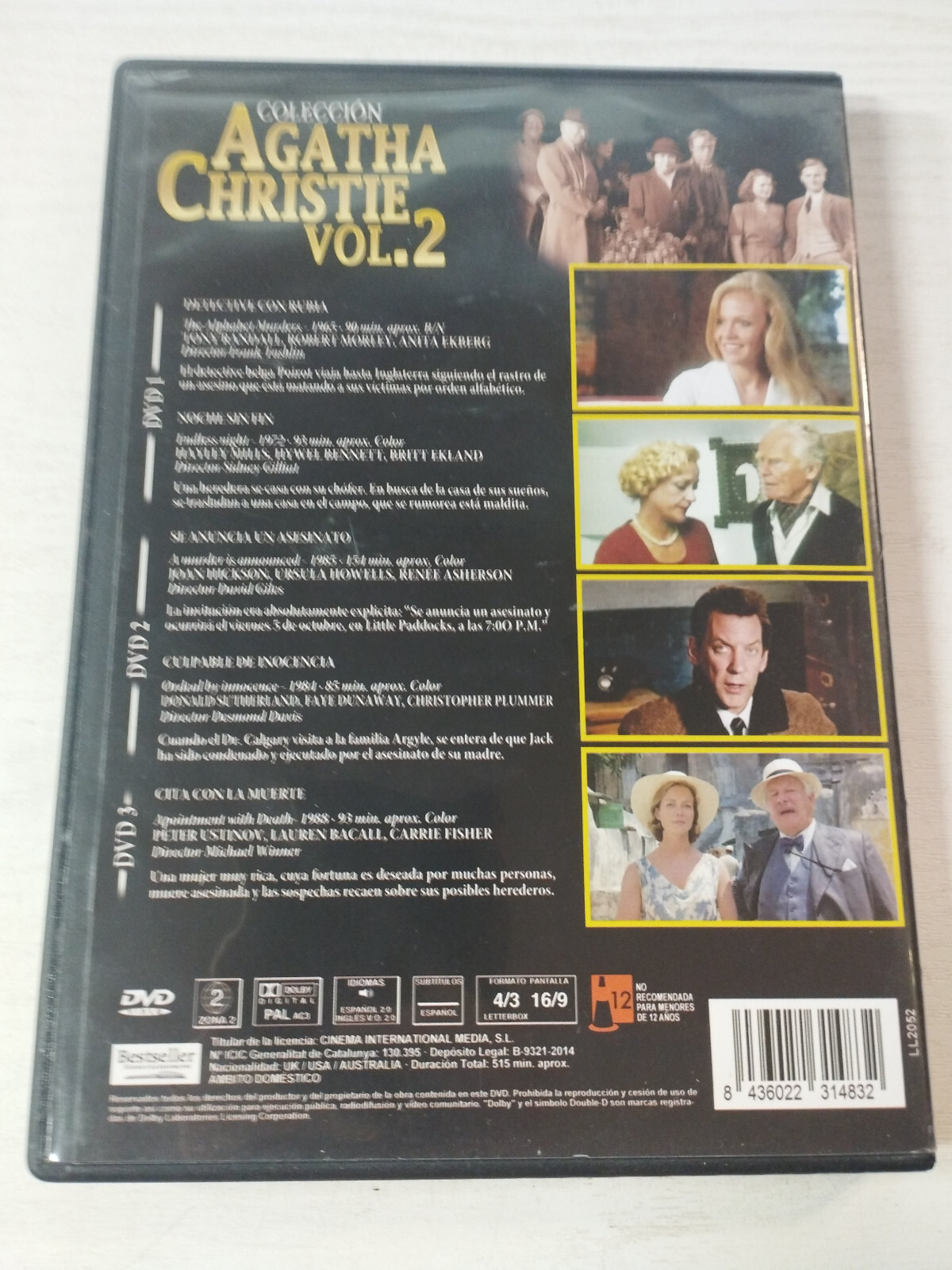 Agatha Christie Vol 2 Collezione Lauren Bacall- 3 X DVD Spagnolo Inglese Reg 2 Y Item image 2