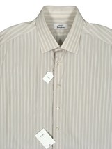 NEW! $595 Fray Dress Shirt! 17.5 Long (39 Sleeves)  Tan With White Stripes - $209.99