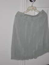 Antik Batik Beaded A Line Skirt Aqua Pale Blue Chiffon Silk and Cotton S EUC - £18.98 GBP