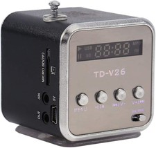 Black Music Player, Mini Speaker Music Player Portable Fm Radio Stereo Item With - £27.32 GBP