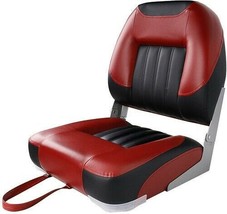 Boat Seat Black &amp; Red Folding Low Back Premium UV Treated Marine Grade Vinyl - £66.14 GBP