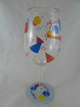 Lolita Love My Wine &quot;Celebrate&quot; Large 15 oz Wine Glass Hand Painted with... - £13.42 GBP
