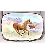 Wild horses galloping Hand painting on a rectangular porcelain plate - £7.45 GBP
