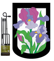 Iris - Applique Decorative Metal Garden Pole Flag Set GS104052-P2 - £23.92 GBP