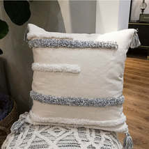 India Original Pillow Moroccan Modern Minimalist Nordic Style Handmade Tassel Wa - £54.93 GBP+