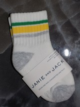 Janie and Jack Athletic Striped Crew Socks in White/Gray/Green Size 6/12 Months - £4.96 GBP