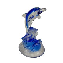 Cristal d’Arques Lead Crystal 6 Inch Dolphin Figurine Decorative Ocean Blue - £21.63 GBP