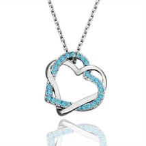 White Gold Plated Saphire Crystal Necklace - £19.76 GBP