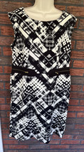 Emma Michele Shift Dress Size 14 Black White Sleeveless Zipper Detail Sheath Cla - £13.66 GBP