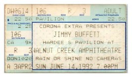 JIMMY Buffett Ticket Stub Giugno 14 1992 Raleigh North Carolina - £35.87 GBP