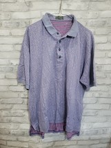 DESCENTE Golf Collection Mens Polo Blue Red Geormetric L Polo Button Down - $17.81 CAD