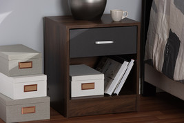 Zara 1-Drawer Dark Brown and Dark Gray Finished Nightstand - $988.52 MXN