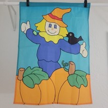 Pumpkin Fall Flag Reversible Embroidered Applique Double Sided Halloween... - $9.95