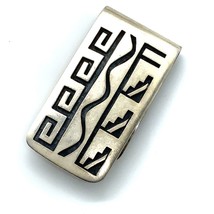 Vintage Signed Hopi Silvercraft Sterling Silver Navajo Tribal Pattern Money Clip - £114.74 GBP