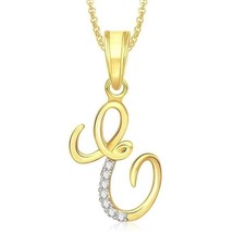 0.05 Karat Moissanit Buchstabe&#39;E CM Herzanhänger Kette 14K Gelbgold Vers... - £33.08 GBP