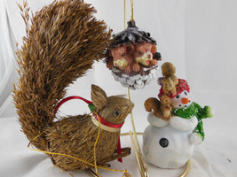 1998 Seagull Snowman Squirrel Theme & Pinecone Christmas Ornaments Lot of 3 - £9.48 GBP