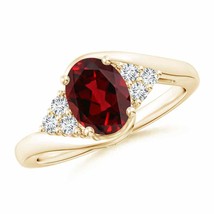ANGARA Oval Garnet Bypass Ring with Trio Diamond Accents for Women in 14... - £988.21 GBP